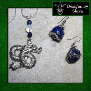 Jörmungandr Viking Necklace & Earrings Set